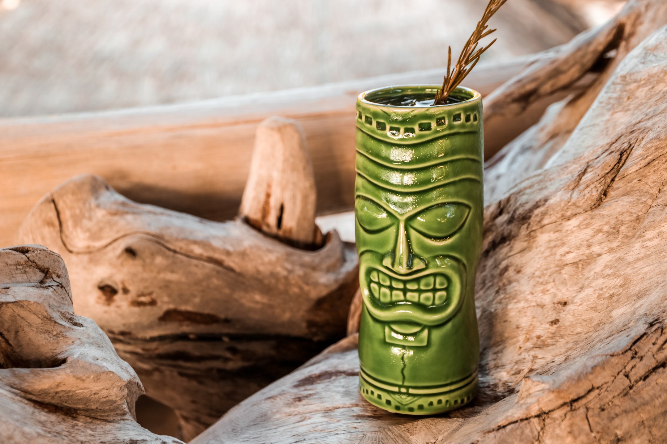 Tiki Cocktail Mug on wooden Table